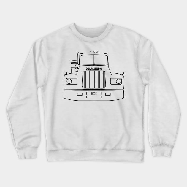 Classic American big rig semi truck outline graphic (black) Crewneck Sweatshirt by soitwouldseem